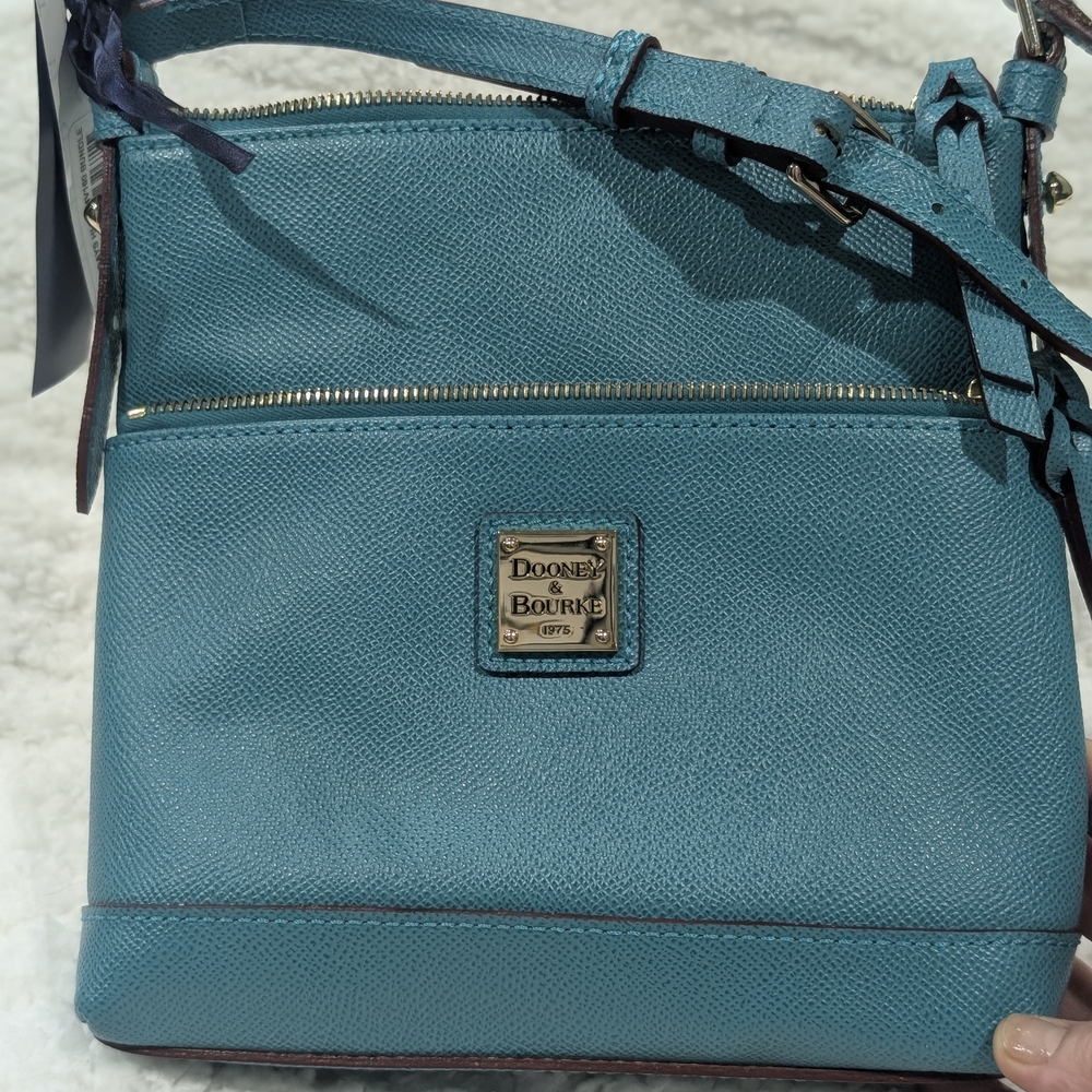 Dooney & Bourke Blue Leather Crossbody Bag with Brass Accents